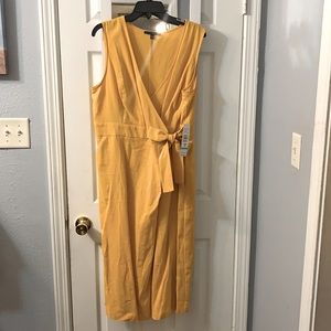 Tiana B. Mustard Yellow Cropped Linen Jumpsuit Sz 16